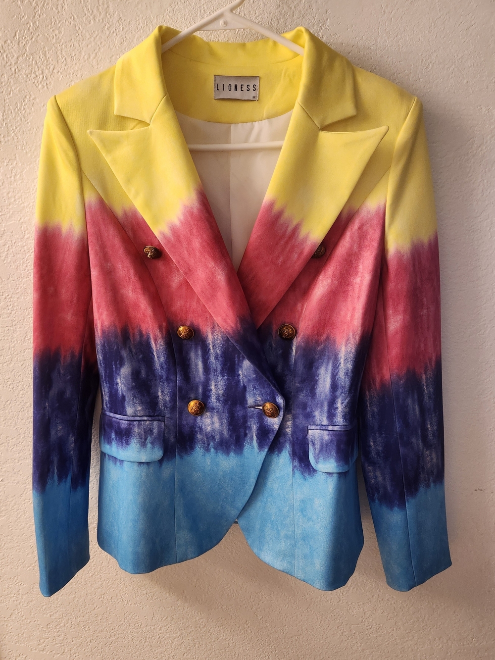 Lioness Palermo Tie-Dye Double-Breasted Blazer Size M